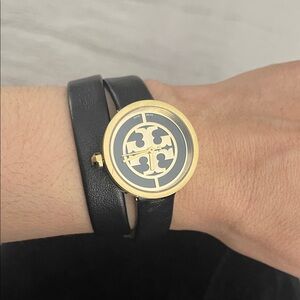 Tory Burch Gold and Black Wrap Watch